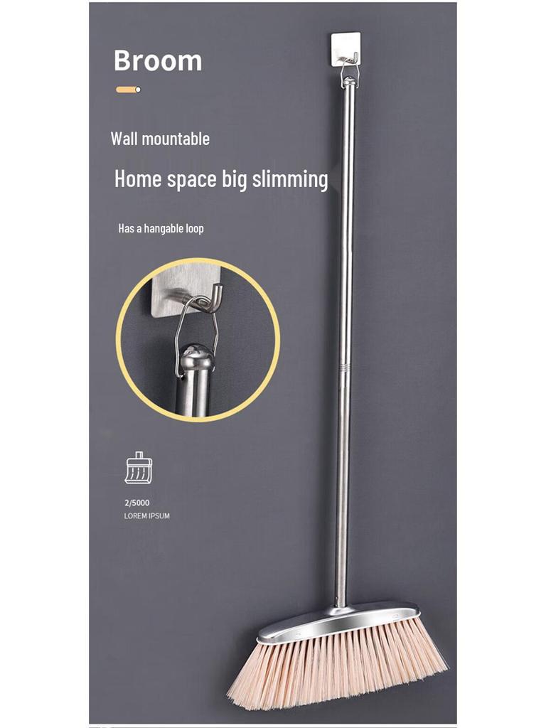 Upgraded Stainless Steel Broom and Dustpan Set with Wear-Resistant, Thickened Handle and Integrated Scooping Bucket