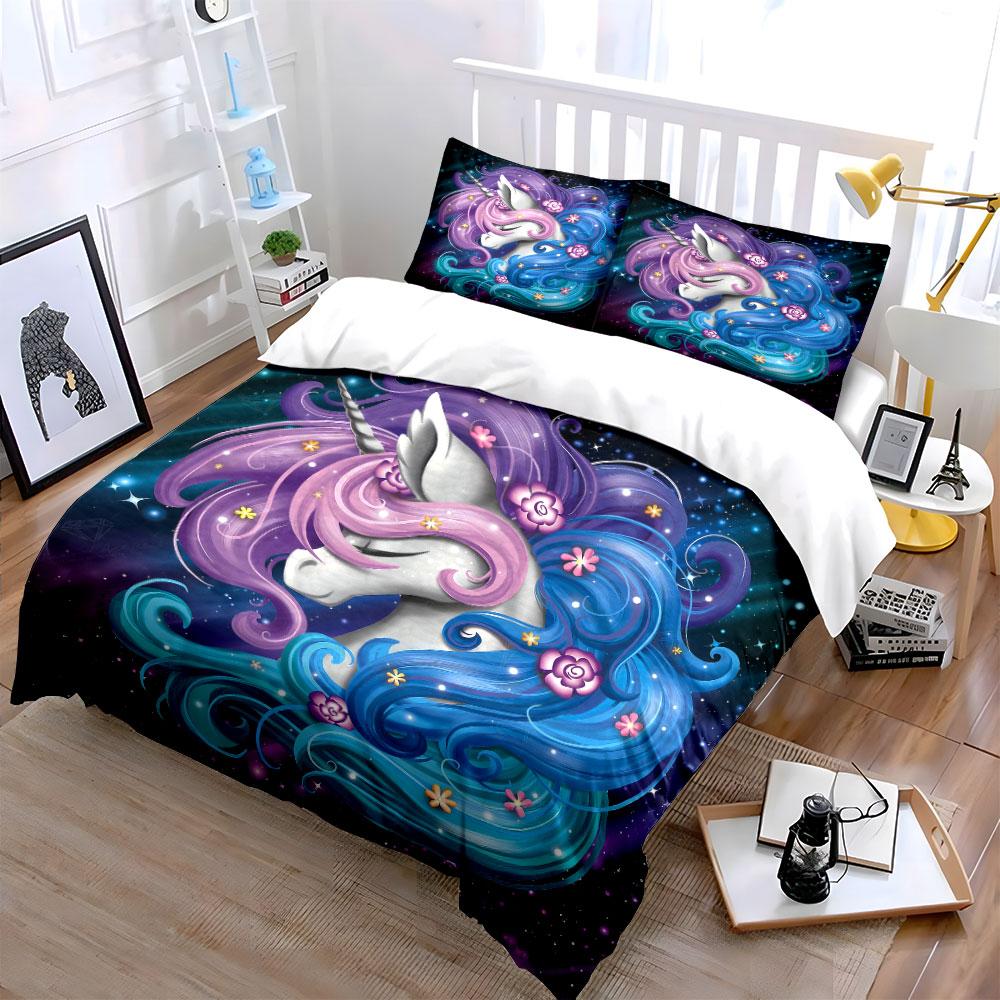Unicorn Fantasy Decor Gift Set Soft Comfortable Duvet Cover Bedding Set Included 1*Duvet Cover & 2*Pillowcases, Gift
