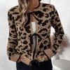 Dámská móda Leopardí svetry s dlouhým rukávem O Neck Leopard Print