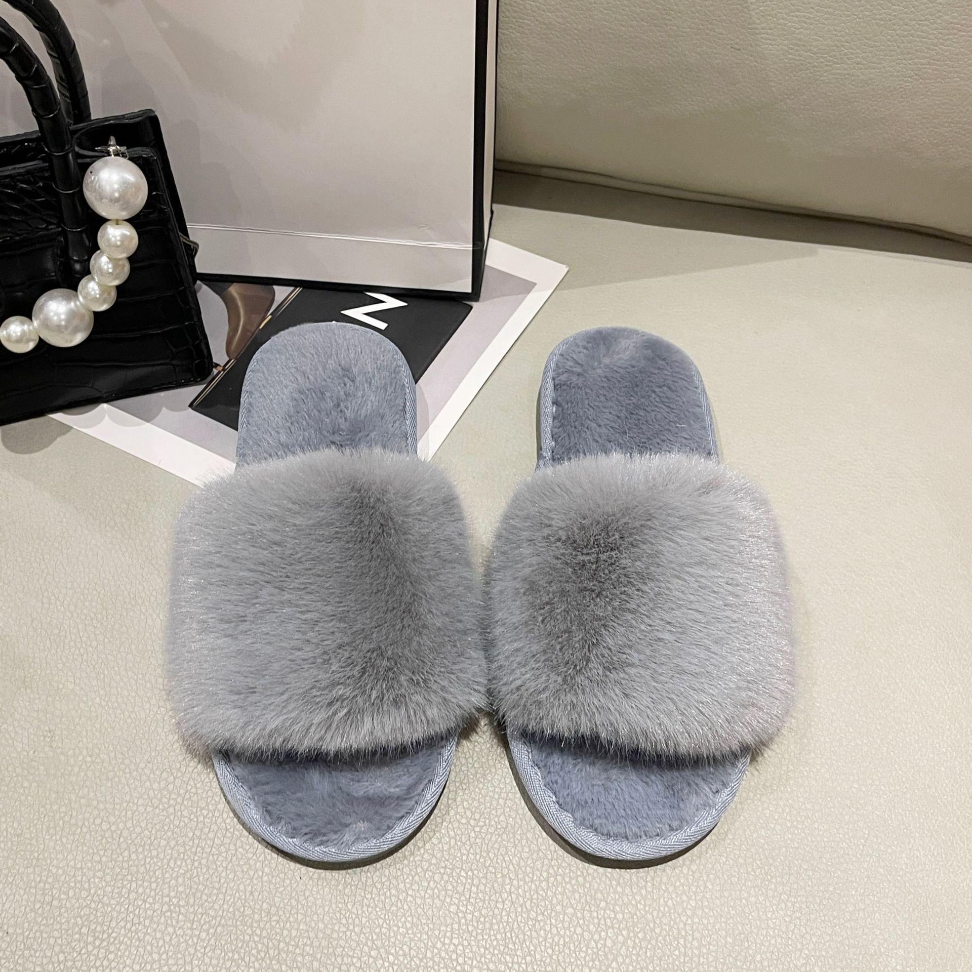 

Женские зимние домашние хлопковые тапочки - Большие, Теплые, Однотонные, с меховой отделкой 36/37 серый