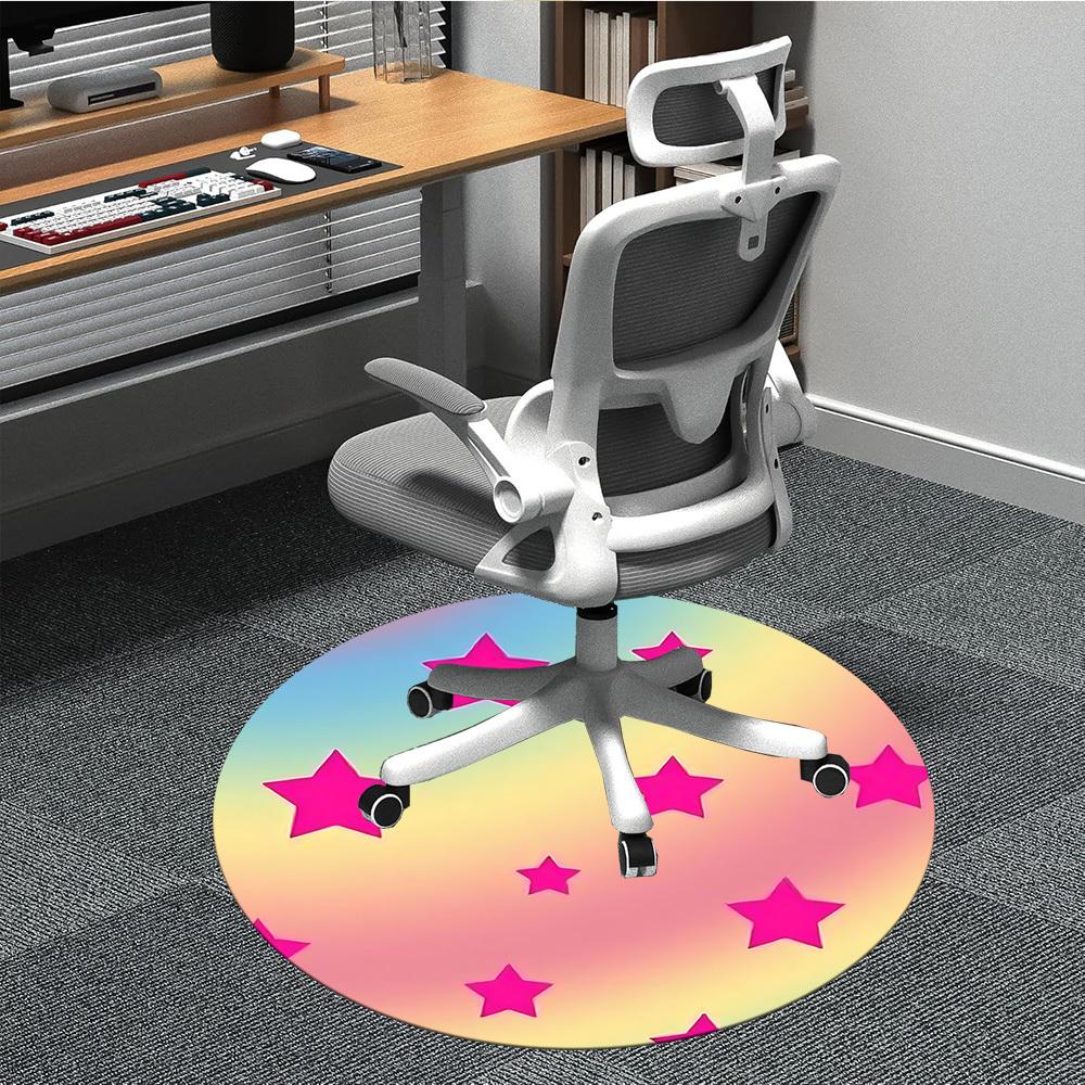 1pc Star PatternChair Carpet for Office, Indoor Non-Slip Washable Polyester Fiber Carpet, Mat For Office, Machine Washable