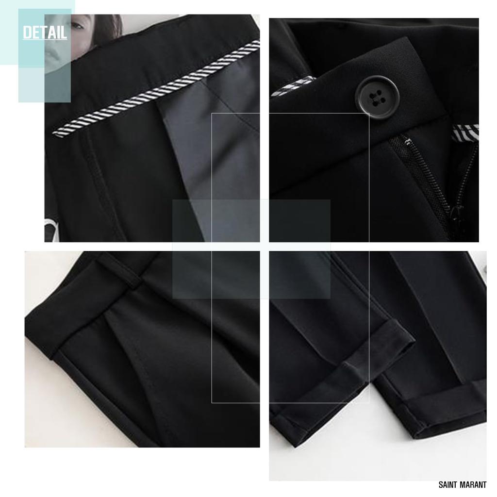 SAINT MARANT Basic Falten Gerade Lang Hoch Lässig Hosen Damen Hosen, Anzughosen, Taille, Anzug, Büro, (Klein, Schwarz)