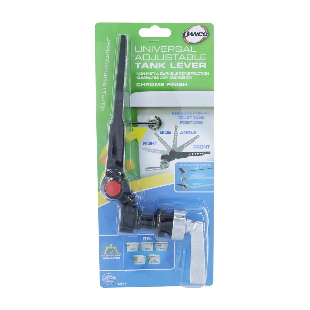 Toilet Tank Replacement Handle Chrome Plastic Durable Easy Installation Universal Fit 8 Hole Adjustment DIY Toilet Lever Model