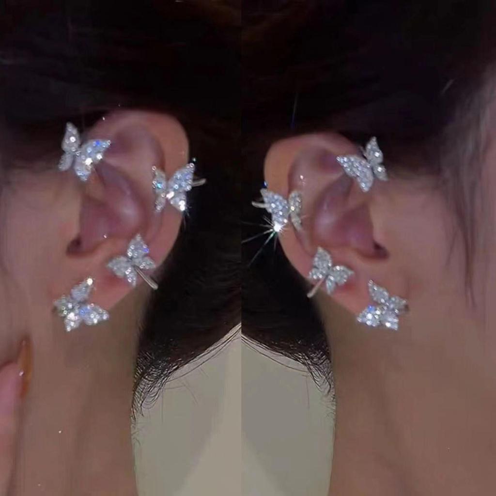 High-Class Butterfly Rhinestone Ear Cuff – Sparkling, Fairy-Style Non-Pierced Earring Accessory for Women