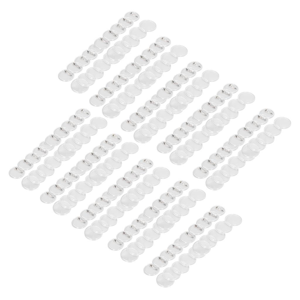 100Sets 1.7In Clear Button Badge Reusable Wear Resistant Acrylic Design Button Badge for DIY Crafts