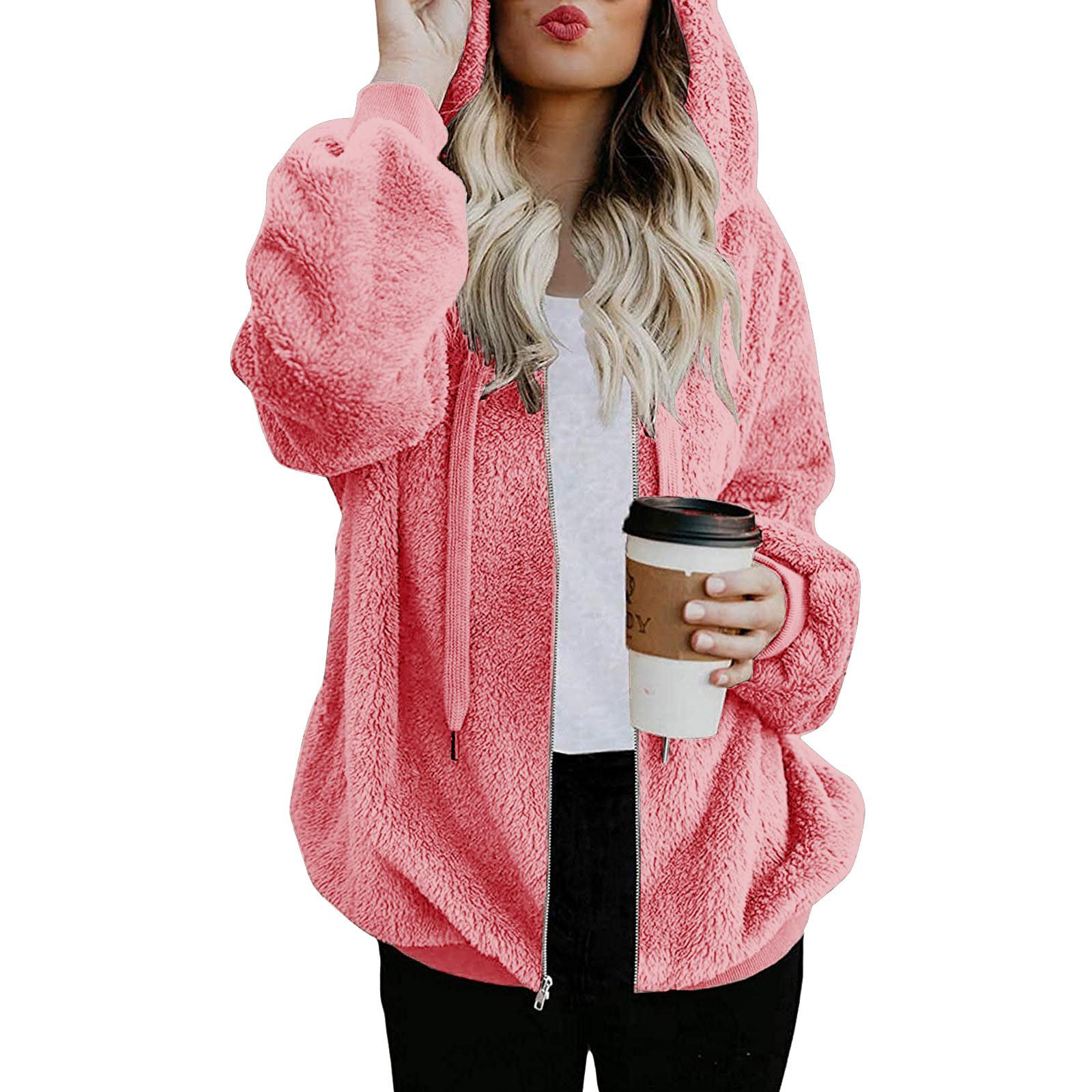 Женская толстовка с капюшоном, зимнее теплое пальто с карманами на молнии, хлопковое пальто, верхняя одежда L