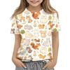 Kids Animal Print Casual Loose Fit Short Sleeve T Shirt Round Neck Comfortable Soft Fabric Top for Everyday Wear