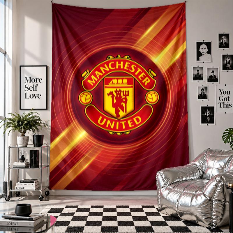 Tapisserie murale Manchester United Décoration d'intérieur Tissu à suspendre au mur pour chambre à coucher Salon Arrière-plan