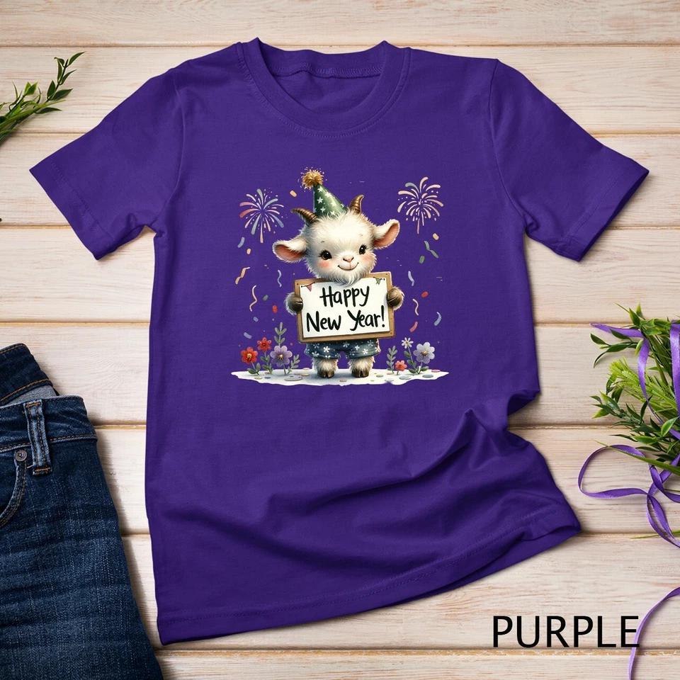 Festive Goat Happy New Year 2025 Funny T-shirt Unisex T-shirt 8 M