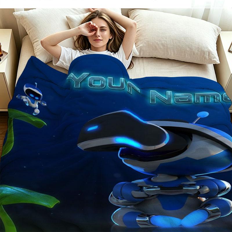 1PC ASTRO BOT Custom Name Patterned Flannel Blanket Suitable For All Seasons for Home Decor Warmth and Comfort Gifts Holiday Present
