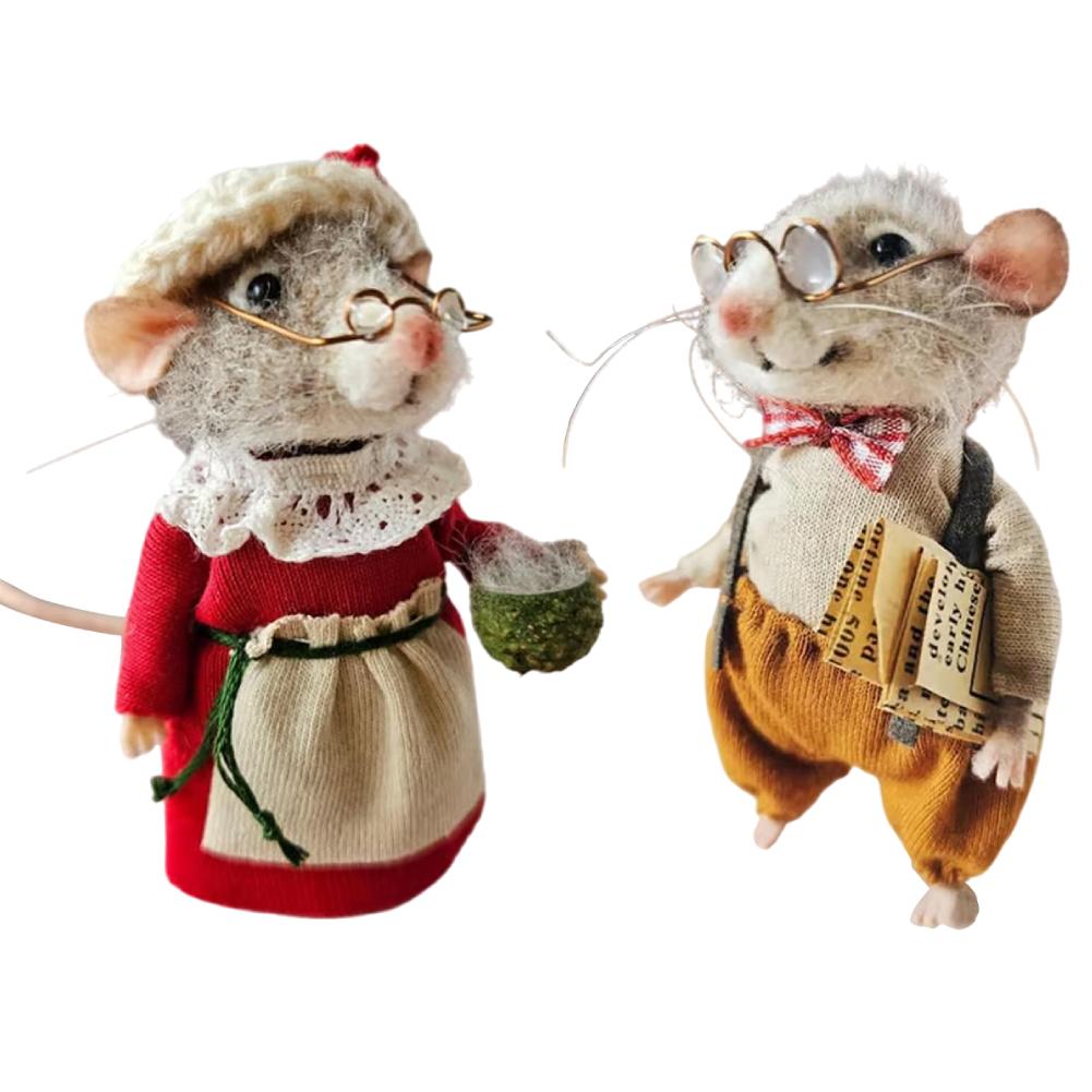 Mouse Doll Christmas Needle Felted Mouse Needle Felted Craft Decorations Mouse Handmade Wool Felted Only Material Package.