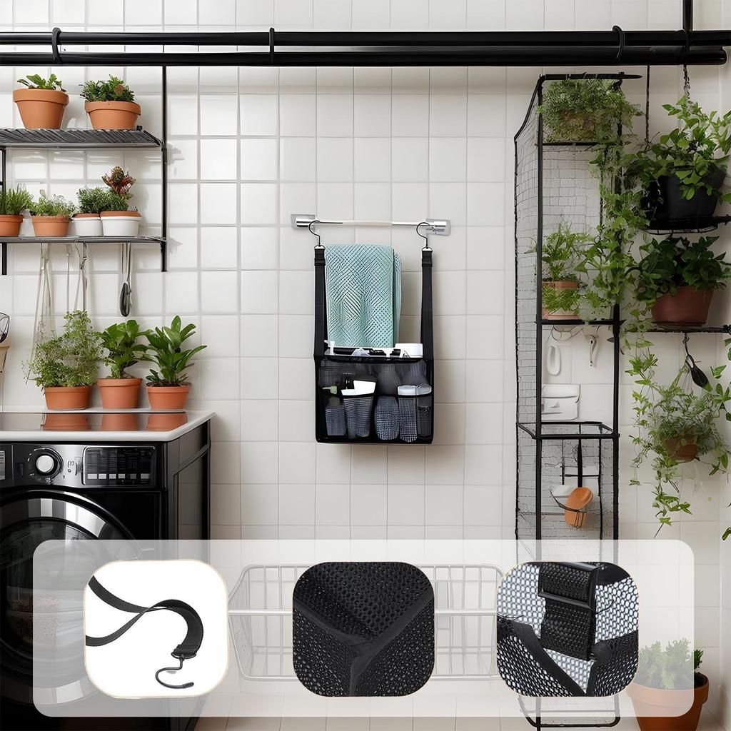 Hanging mesh bathroom bag Large capacity hanging pool bag Mesh Shower Bag Bathroom Accessories for pool camping gym storage