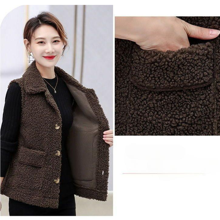 Spring and Autumn Granular Fleece Lamb Fleece Vest Women's Vest Plus Size Fur One-piece Waistcoat Outer Wear Waistcoat Jacket