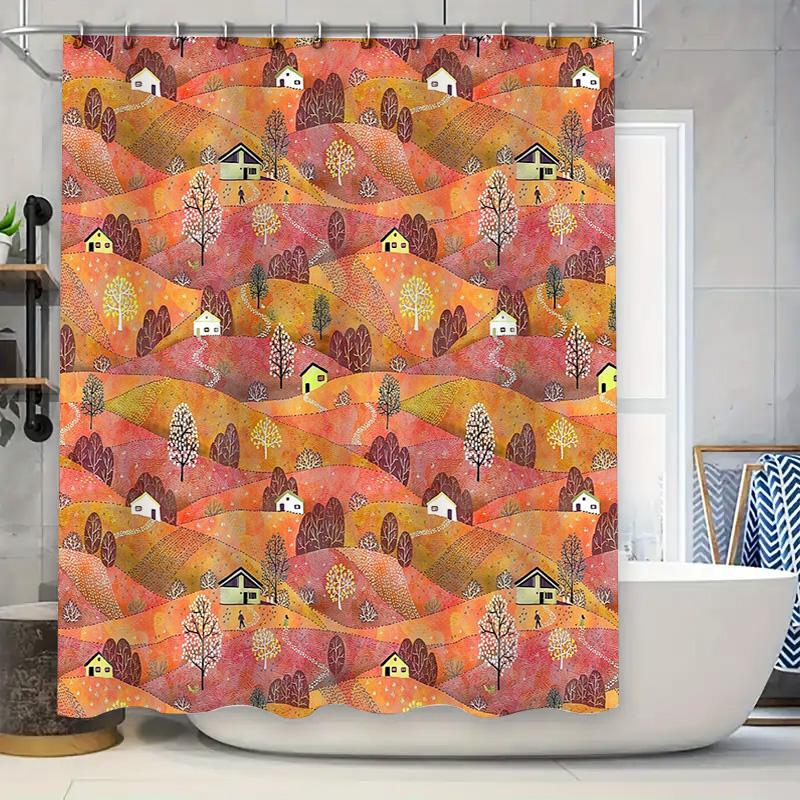 

Botanical Shower Curtain Vintage Landscape Decor Farmhouse Bathroom Set Rustic Floral Print Nature Inspired Cottagecore Aestheti W60H190(CM)-1 Pcs