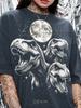Vintage T-Rex Moon 90S Graphic Comfort Colors® Tshirt, Retro Three Dinosaur Faded Tees, Nature Y2K Streetwear 2000S Dino Gift,