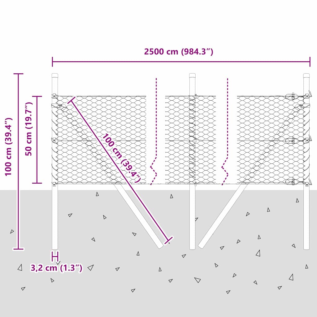 Ground Fix Welded Wire Fence 25 x 0.5 m (W x H)
