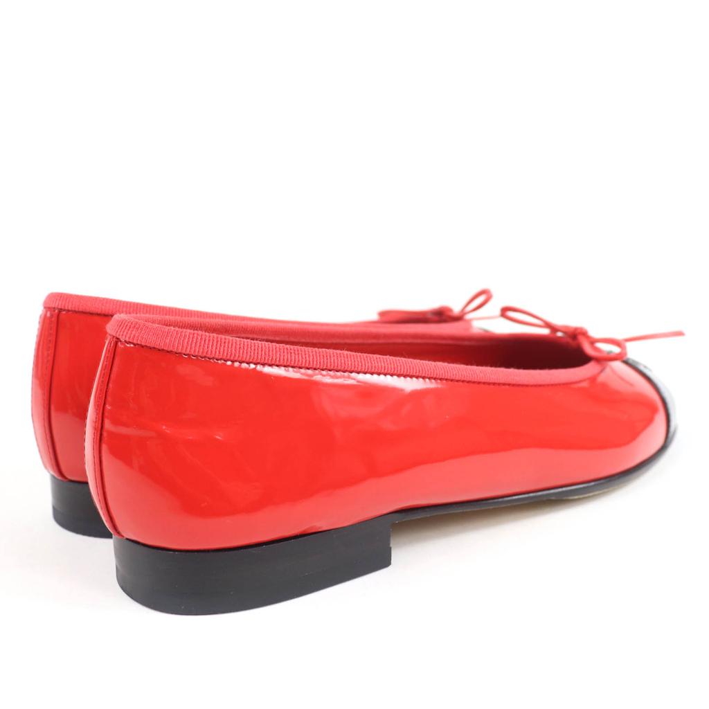 Chanel Ballet Shoes COCO Mark Two-tone Flats Red Black Patent Leather 36 G02819 Used