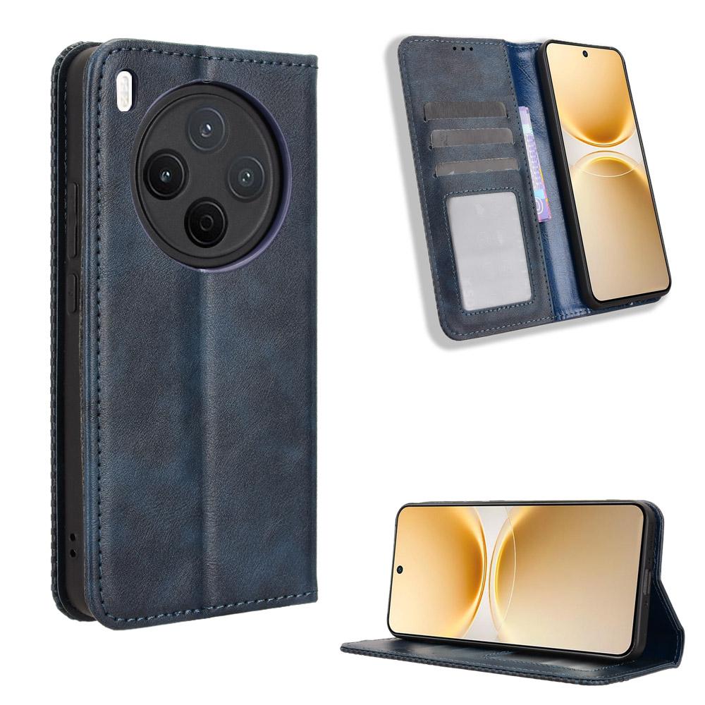 For vivo Y500 Pro 5G Leather Case Wallet Stand Retro Texture Phone Cover
