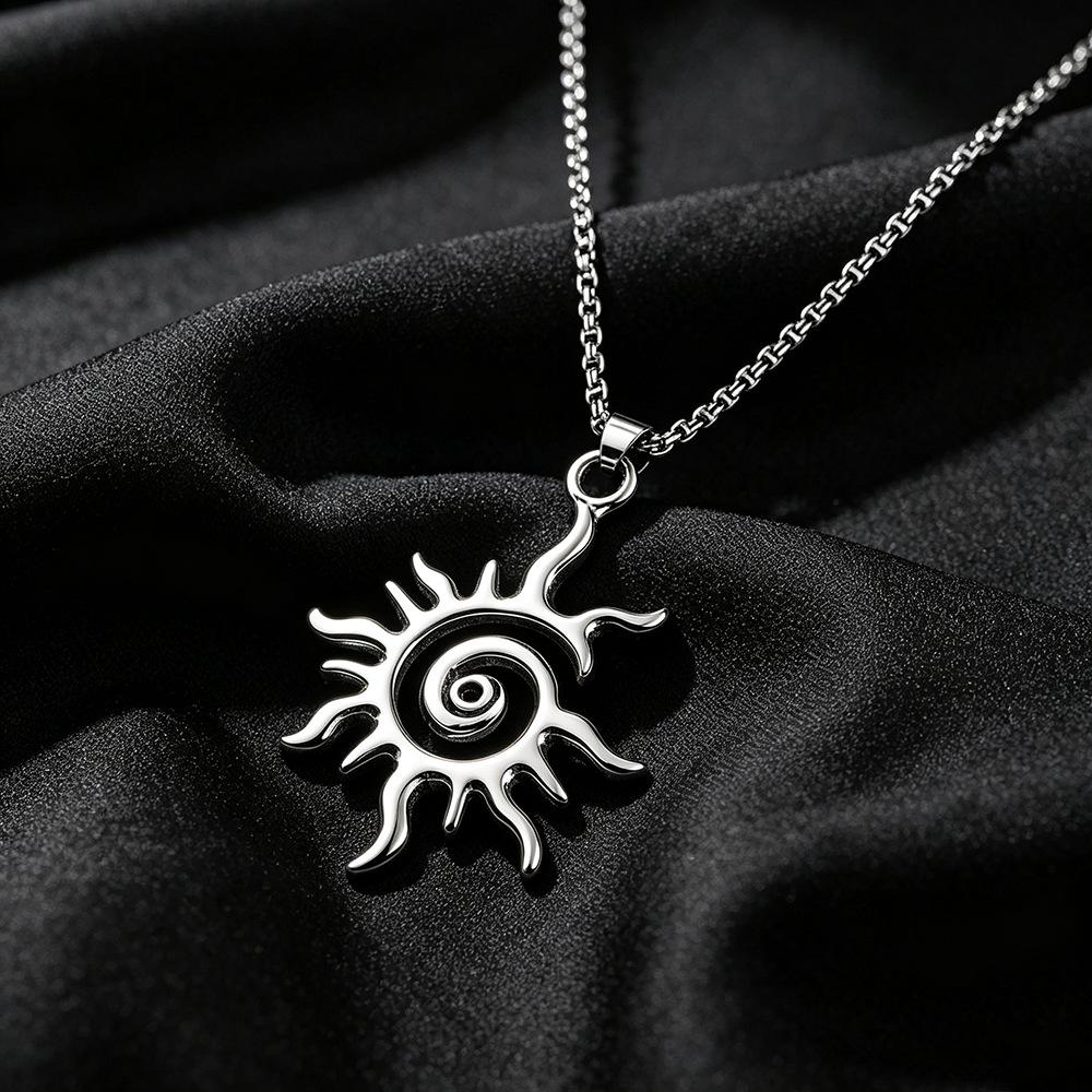 Flame Sun God Titanium Steel Necklace - Unisex Hip Hop Pendant