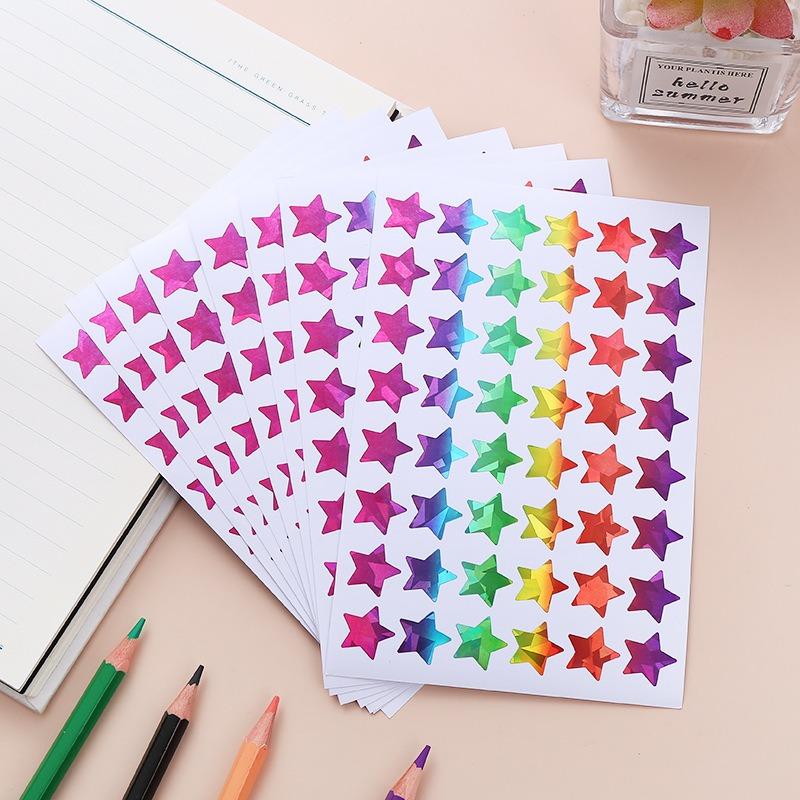 10Sheets Laser Sticker DIY Material Star Heart Round Dot Tear-Resist Decoration Party Pinata Birthday Festival Gift Boy Girl ZYF