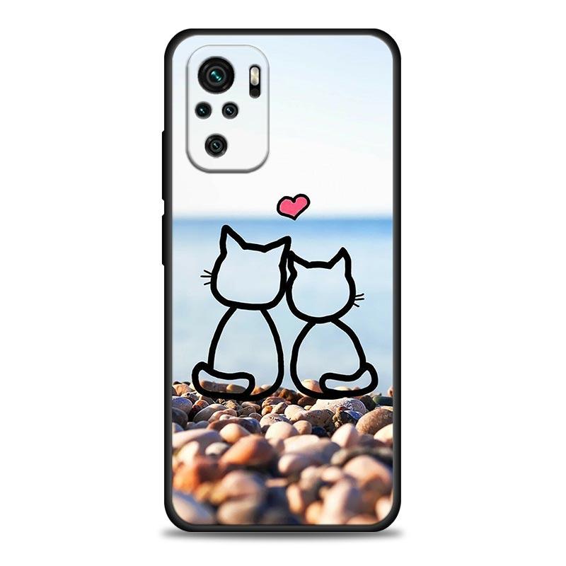 Funny Cute Cat Line Art Phone Case For Xiaomi Redmi Note 11 10 9 8 Pro 9S 8A 10S 11S Soft Cover For Redmi Note 8Pro 10Pro Fundas