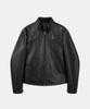 Yuji Layered Collar Leather Jacket Black