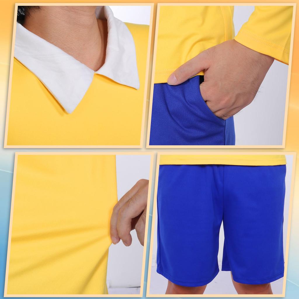 Cosplay Outfit Yellow Stylish Yellow Outfit Blue Tights Man Crybaby Boy Anime Costume Yellow Gift Uniform Style Costume Unisex Adult Long Sleeve Navy