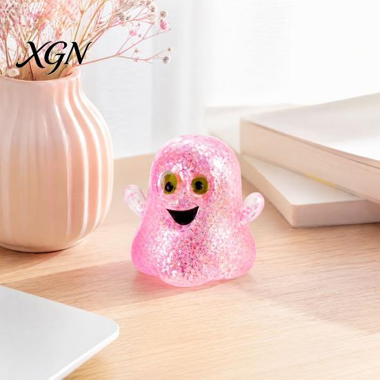 Halloween Party Favors 1/5Pcs Mini Ghost Squeeze Toy, Glitter Stress Relief Fidget Toys Ball Sensory for Kids Adults Slow Rebound
