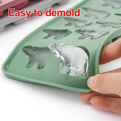 Bac à glaçons Ours Polaire à 10 cavités avec couvercle Silicone de qualité alimentaire Moule à glaçons Ours Ustensiles de cuisine Pour nourriture Bonbons Chocolat