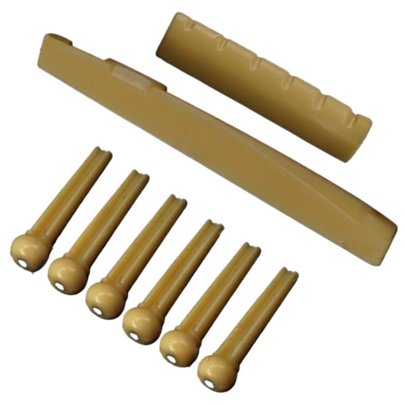 8 Piece 6 String Acoustic Guitar Bridge Set ,Acoustic Guitar Bridge Pins,Guitar Bridge Saddle Nut, Guitar Accessories Kit бежевый