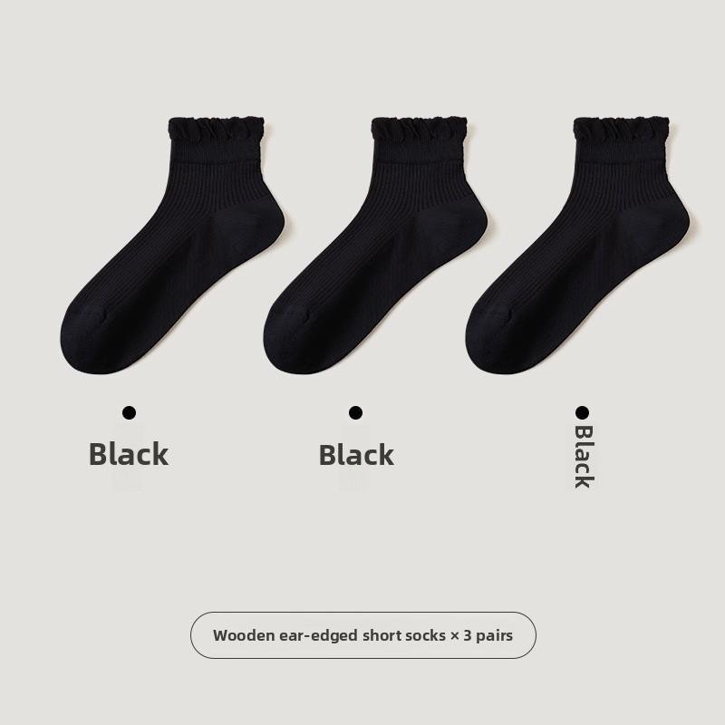 

3 пары женских коротких носков весна-лето из тонкого хлопка с сеткой и кружевом, однотонные 3 Pairs