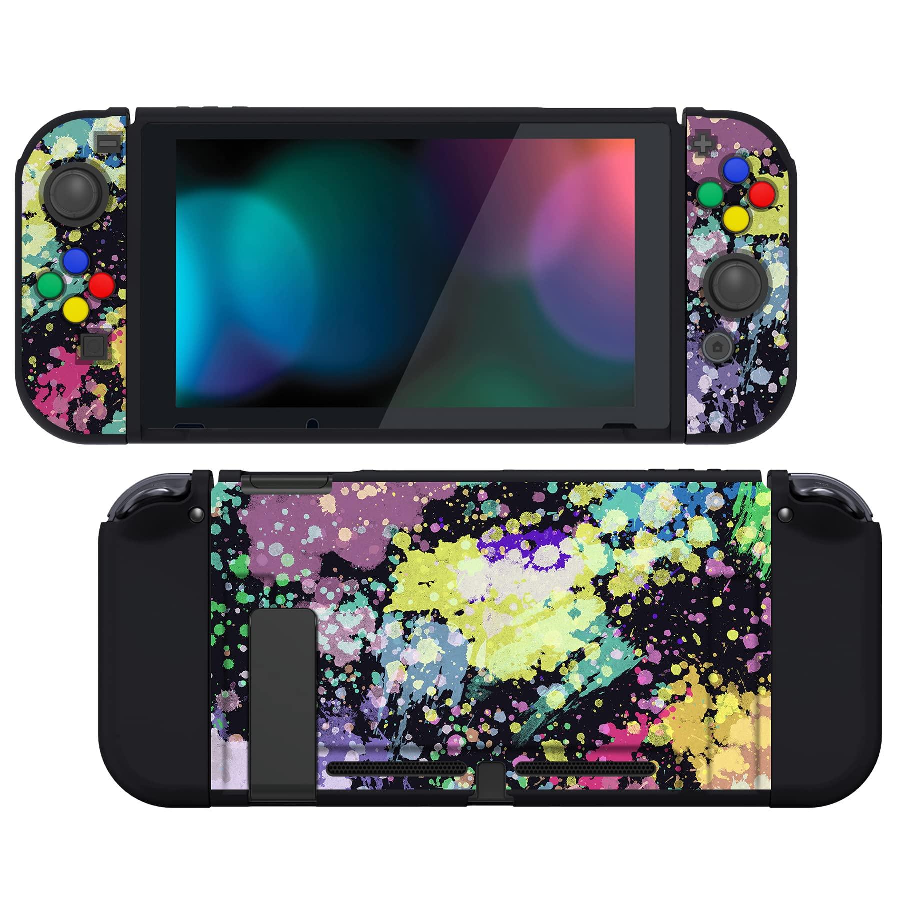 

Protective case for PlayVital soft TPU slim case cover for Switch with colorful ABXY button caps Color Switch, [Water Splash]
