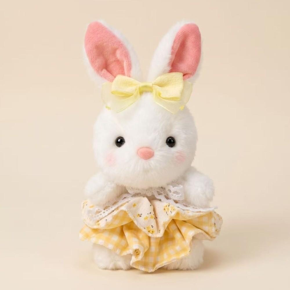 Floral Pattern Rabbit Plush Toy Big Bow Dress Bunny Plush Doll Cute Stuffed Rabbit Kid Pillow