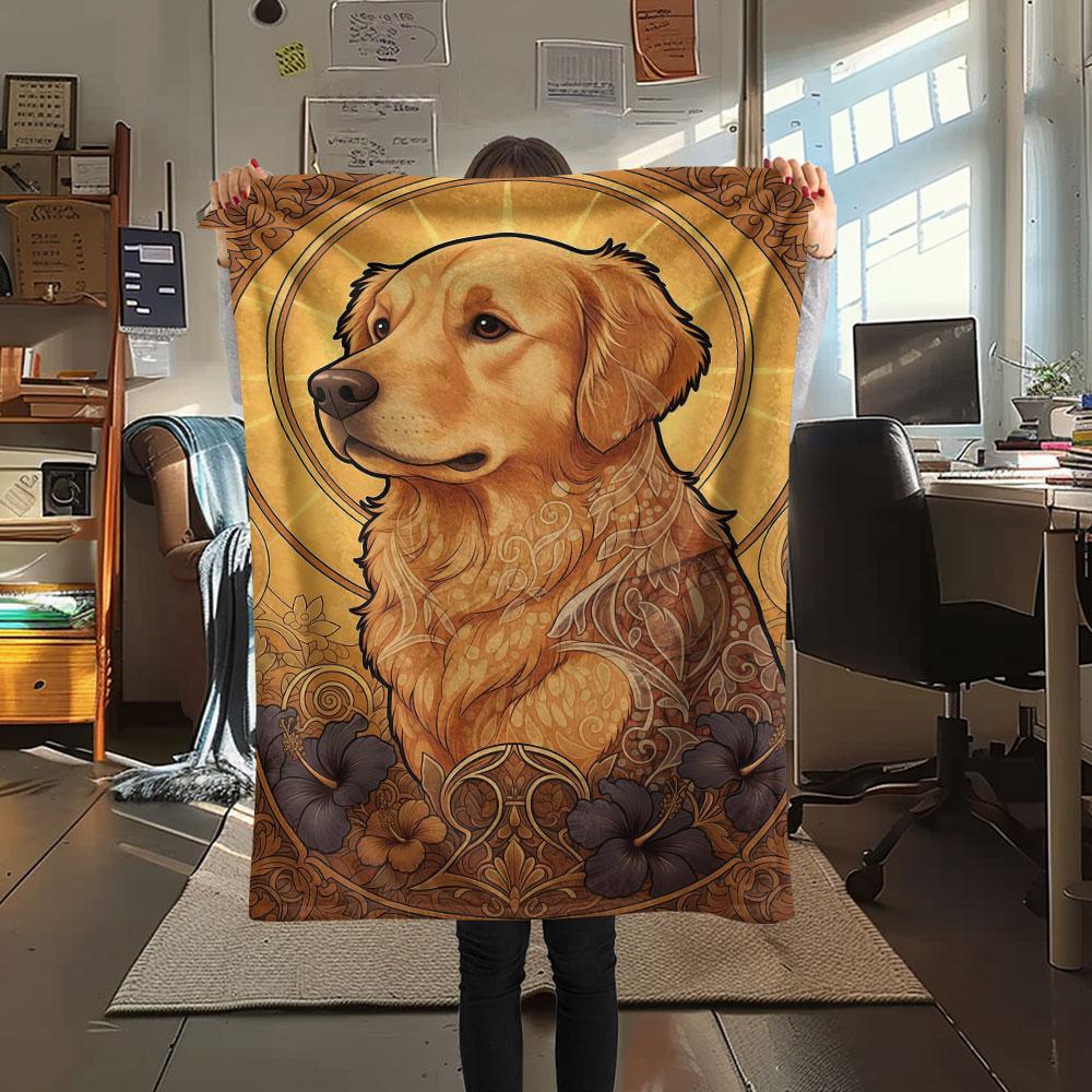 1 Stück Hundeblumen-Print Flanelldecke, Hohe Qualität, Bequem für alle Jahreszeiten, Heimdekoration, Wärme und Komfort, Perfekt für Weihnachtsgeschenke