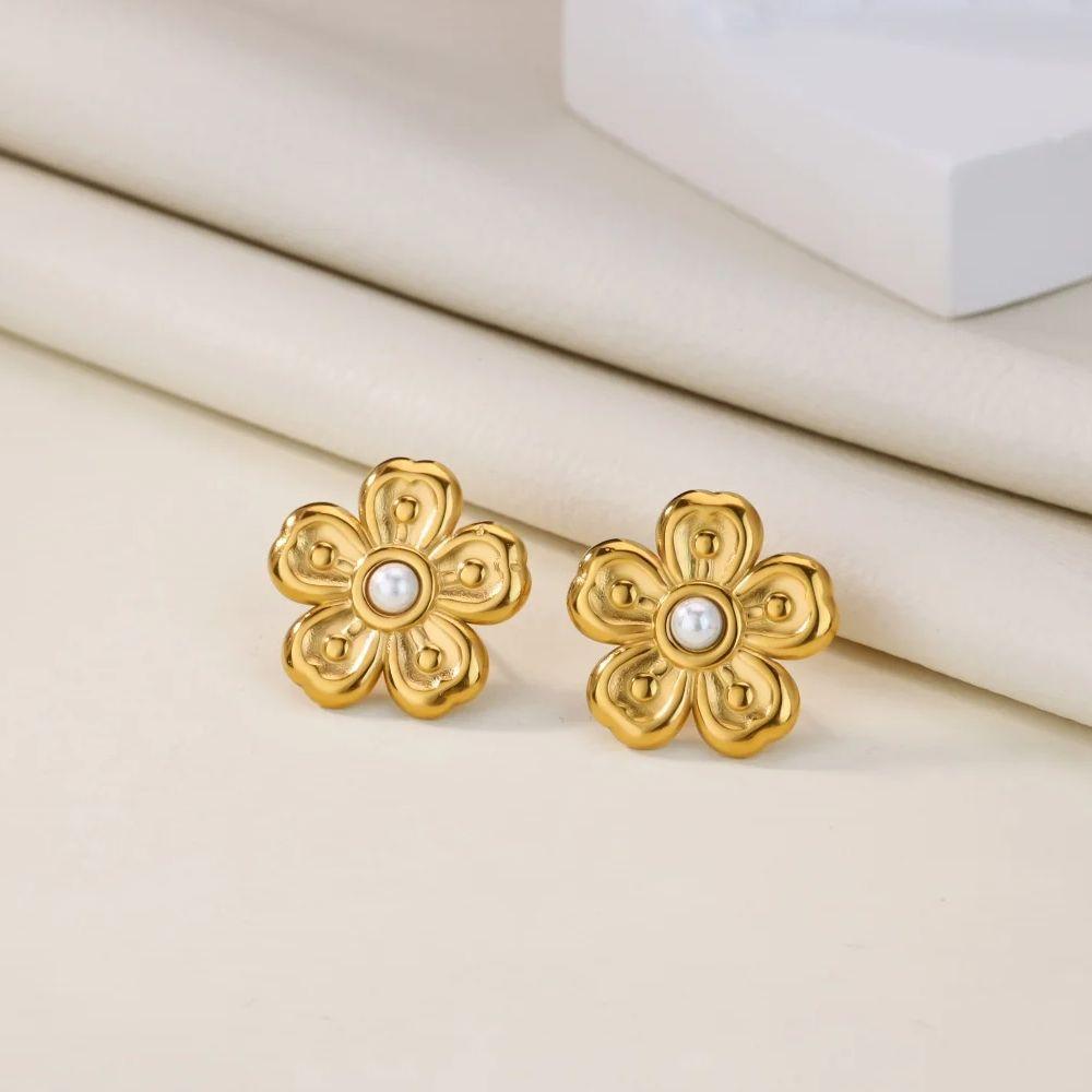 Bow Flower Stainless Steel Earring for Women Mama 18K Gold-plated Stud Earring Wedding Jewelry Accessories Valentine's Day Gifts