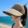 Summer Sun Hat for Women Beach Breathable UV Cool Hat Korean Version Versatile Ponytail Sun Protection Ceiling Hat