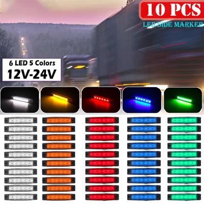 10Pcs Truck Trailer Side Marker Indicators Light Car Signal Brake Rear Warning Tail Light LED 12V 24V Warning Lamp