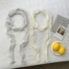 White Beige Lace Neck Scarf Flower Ribbon Headband Trendy Photo-Ready Shawl  Spring Summer