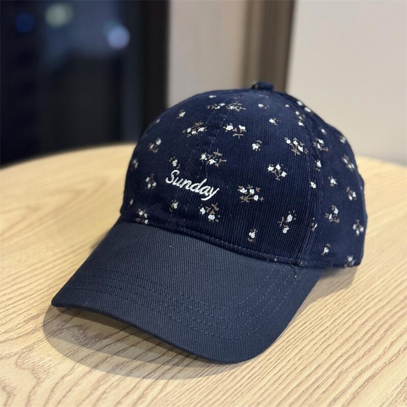 Outdoor Sweet and Cute Fresh Letter Embroidery Small Floral Baseball Cap Women's Big Head Circumference Show Face Small Sun Protection Cap