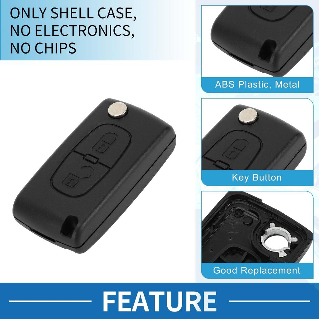 [A ABSOPRO] Kompatibilní s CITROEN 2tlačítkovým pouzdrem klíče, pouzdro dálkového klíče pro bezklíčový vstup, náhrada pouzdra klíče pro C3 Picasso 2008-2015