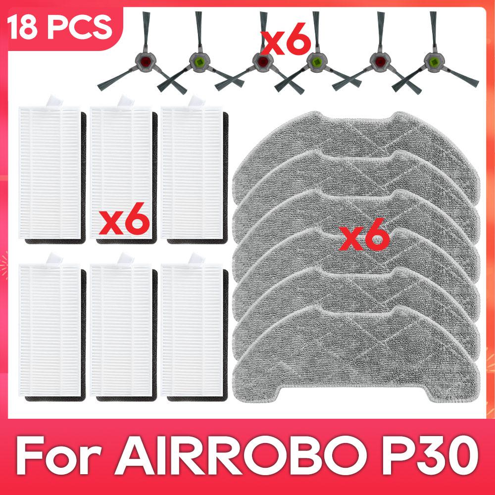 Compatible with AIRROBO P30 Parts Accessories Robot Vacuum Cleaner Main Side Brush Filter Mop