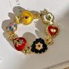 Brilliant Court Style Vintage Necklace Flower Shiny Heart Cameo Bracelet Eardrop Alloy Retro Emboss Earrings Party