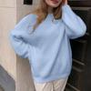 Loose Round Neck Solid Color Sweater Thick Warm Comfortable Women's Long Sleeved Pullover Simple Casual Base Shirt Harajuku Style Autumn and Winter