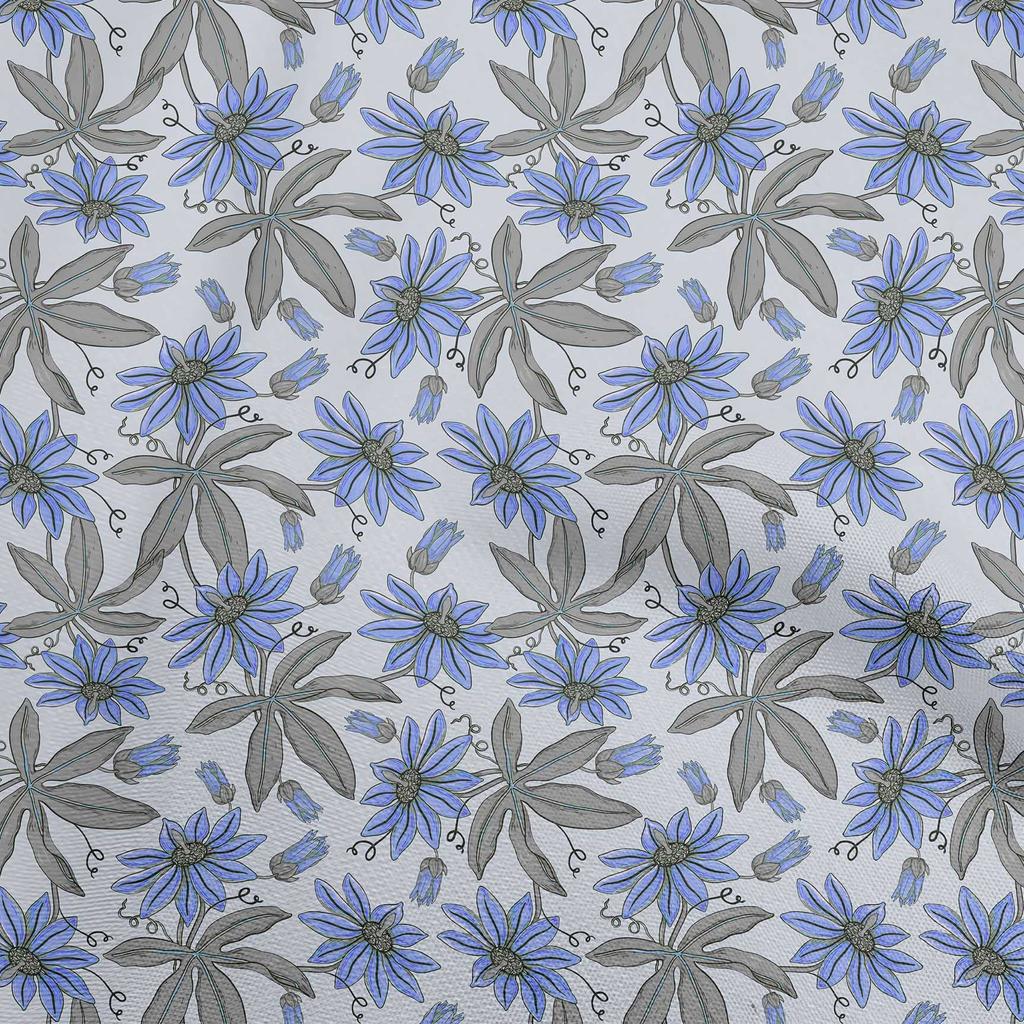 oneOone Cotton Flex Gray Fabric Floral Dress Material Fabric Print Fabric By The Yard 40 Inch