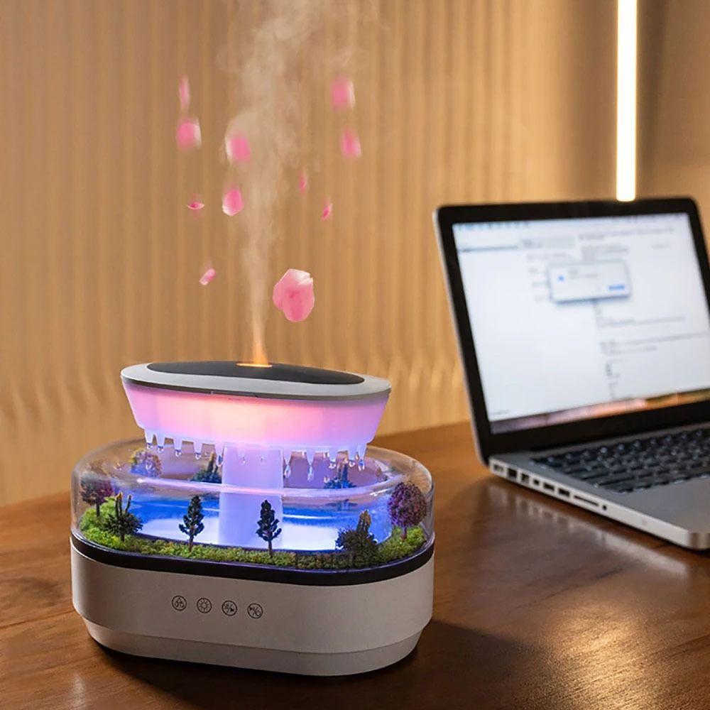 White Raindrop Air Humidifier Colorful Light Ultrasonic Fragrance Diffuser Aroma Humidifier  Home