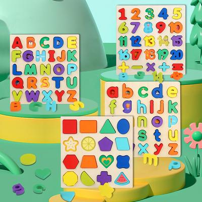 3D-puslespill Tre Barneleker Fargerik Montessori Tall Bokstav Geometri Form Matchende spill Tidlig Pedagogisk Barneleker Gave