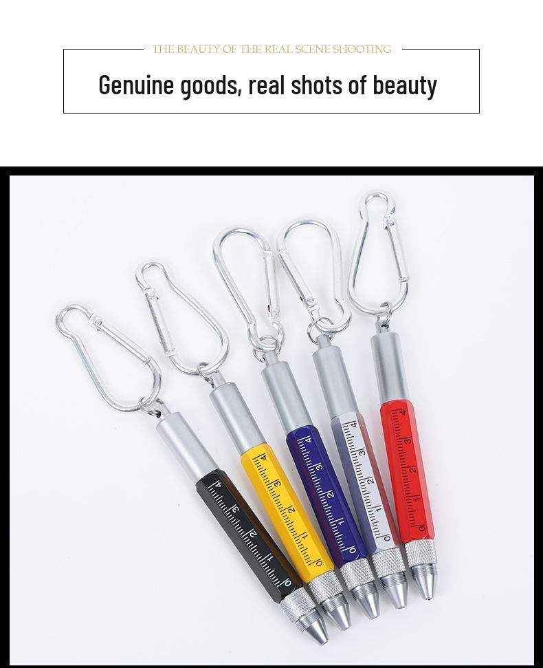 6-in-1 Multifunctional Tool Pen - Metal Ballpoint, Phillips Screwdriver, Ruler, Keychain, Customizable