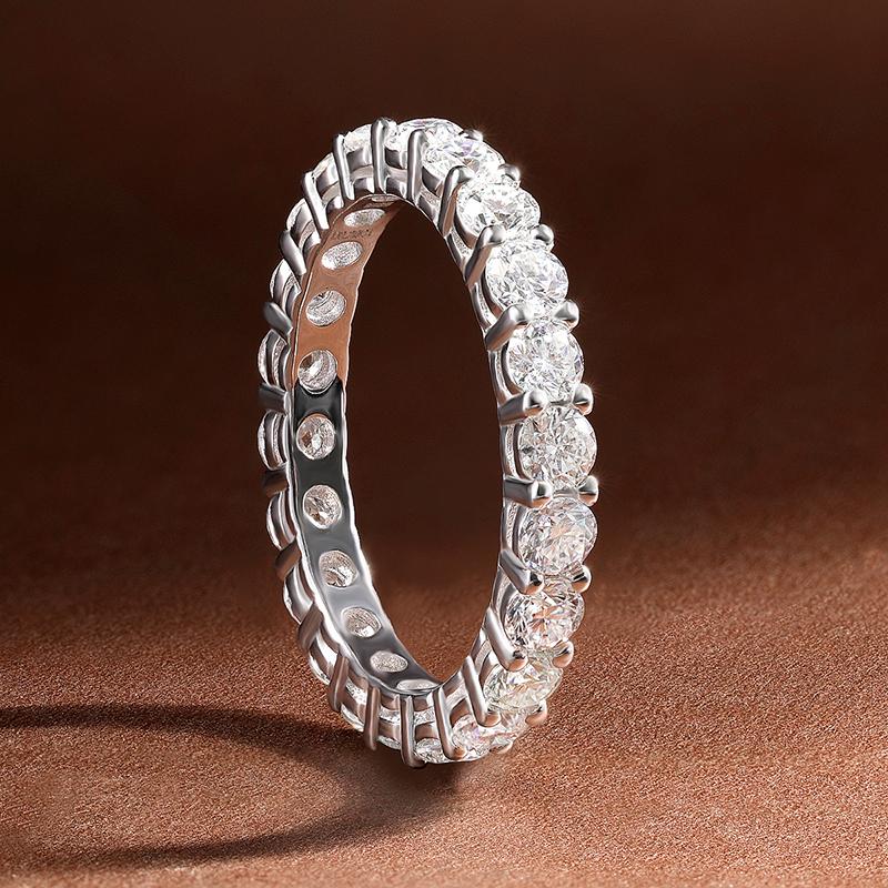 KNOBSPIN 3mm Round Moissanite Ring White Gold Plated 925 Silver Fine Jewelry Wedding Engagement Rings for Women Man