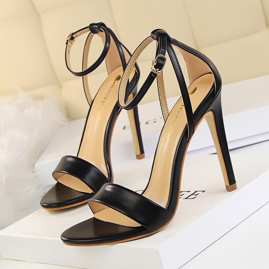 Bigtree Fashion Nightclub Fine Heel Ultra High Heel Hollow Out Χρώμα που ταιριάζουν με μία γραμμή ανοιχτά γυναικεία σανδάλια