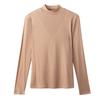 Mid Autumn Splicing Half High Collar Solid Color Long Sleeve T-shirt for Women Bottom Shirt